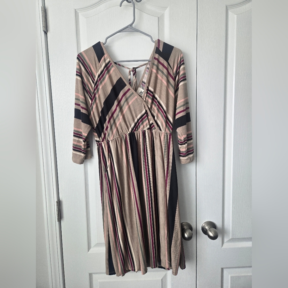 Sew In Love Pink and Brown V-Neck NWOT